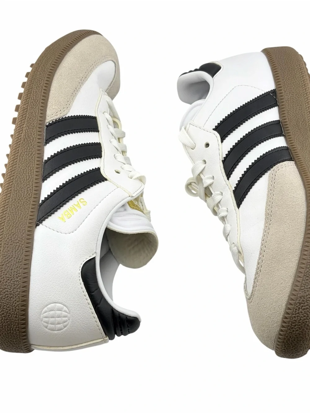 adidas Samba Spikeless Golf Shoes Mens 7 Classic White Black Stripes Gum Soles
